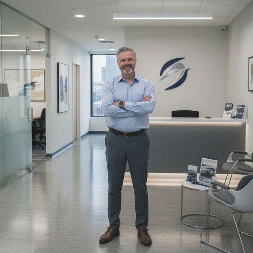 Konsultant ubezpieczeniowy omawiający szczegóły polisy z klientem w biurze.